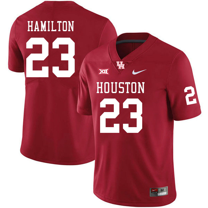Men #23 Isaiah Hamilton Houston Cougars Big 12 XII College Football Jerseys Stitched-Red - Click Image to Close